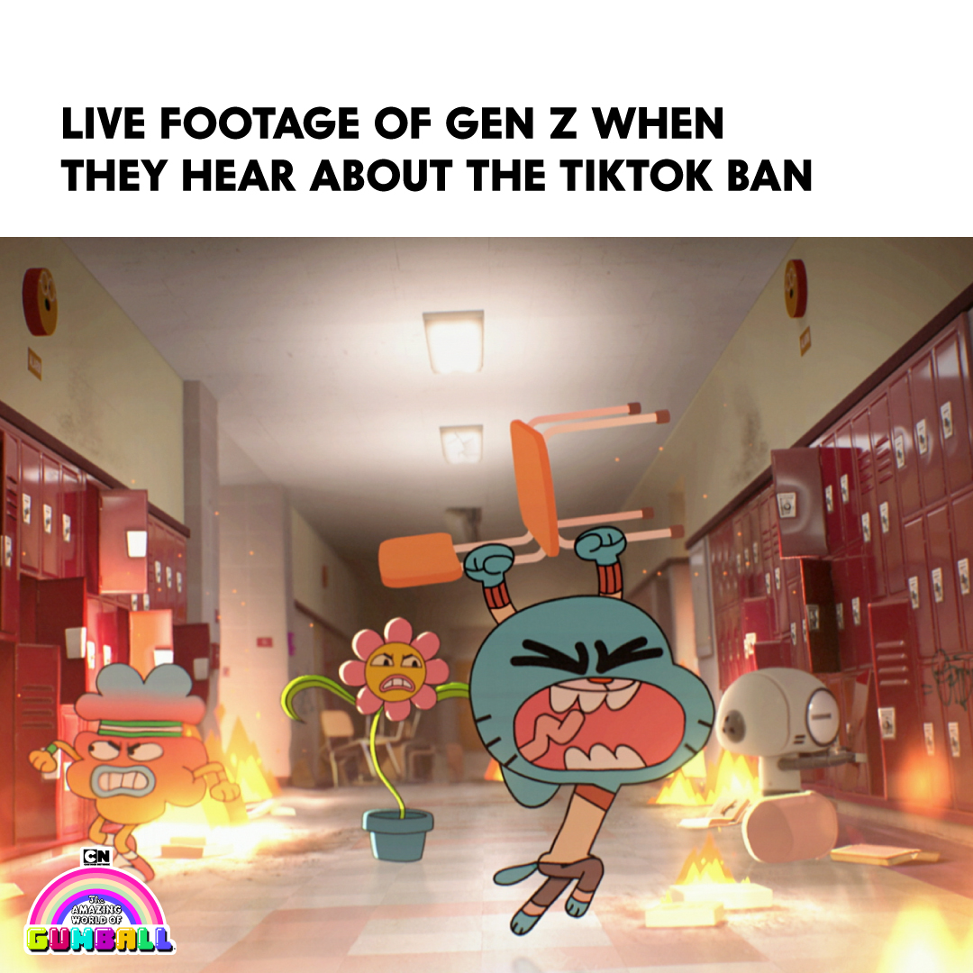 The meme in question. The use of the rioting scene from the episode The Vision accurately depicts the intended message of the meme which describes the perceived, possibly stereotypical, reaction of Gen. Z people towards the TikTok ban news, but this message can be controversial to some who view themselves as the earlier batches of the generation. (Image source: Cartoon Network’s Twitter; Commentary and criticism in fair use, The Board of Trustees of the Leland Stanford Junior University, CC BY-NC 3.0 US)